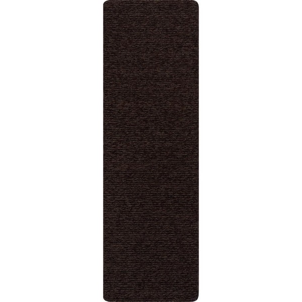 Oasis Solid Brown 2 ft. x 5 ft. Non-Slip Rubber Back Indoor Area Rug