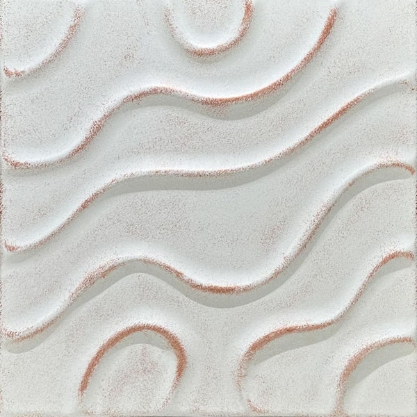 A La Maison Ceilings Modern Art White Washed Copper 1.6 ft. x 1.6 ft. Decorative Foam Glue Up Ceiling Tile (21.6 sq. ft. /case)