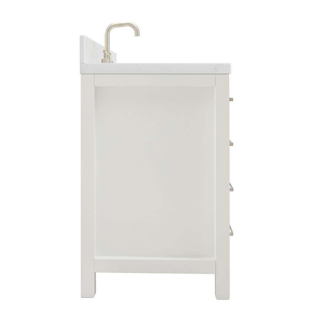 White Quartz Top Freestanding Single Sink Vanity, 36.25"