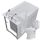 Nova Heated 52.75 in. Walk-In Non-Whirlpool Bathtub in White with 1.6 GPF Single Flush Toilet