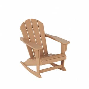 Laguna Outdoor Patio Plastic Adirondack Porch Rocking Chair in Teak