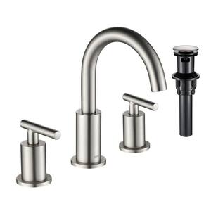 8 in. Widespread 2 Handle Bathroom Faucet in White