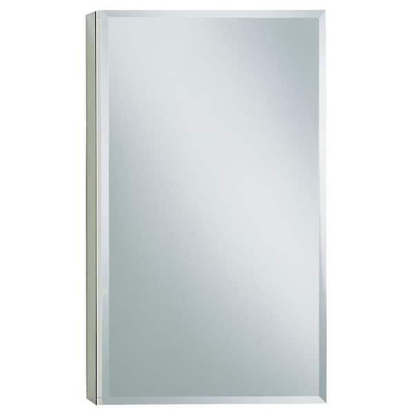 15 in. W x 26 in. H Beveled Single Door Recessed or Surface Mount Medicine Cabinet with Mirror Interior
