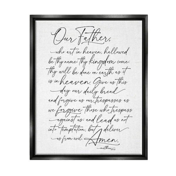 The Stupell Home Decor Collection Our Father Reading Spiritual Scripture Design By Lettered and Lined Floater Frame Religious Art Print 21 in. x 17 in.