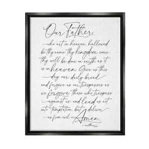 Our Father Reading Spiritual Scripture Design By Lettered and Lined Floater Frame Religious Art Print 21 in. x 17 in.