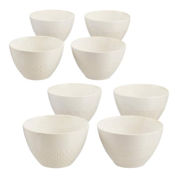 Home Decorators Collection Piedmont 8-Piece Reactive Glaze Ivory Stoneware Bowl Set (Service for 8)