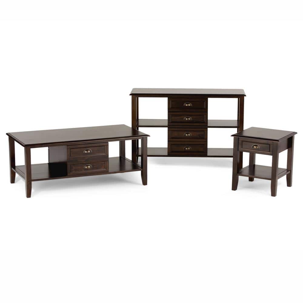 Burlington Mahogany Brown 18" Square Wood End Table with Storage