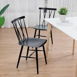 Black Armless Cross Back Kitchen Dining Chairs (2 Pack )