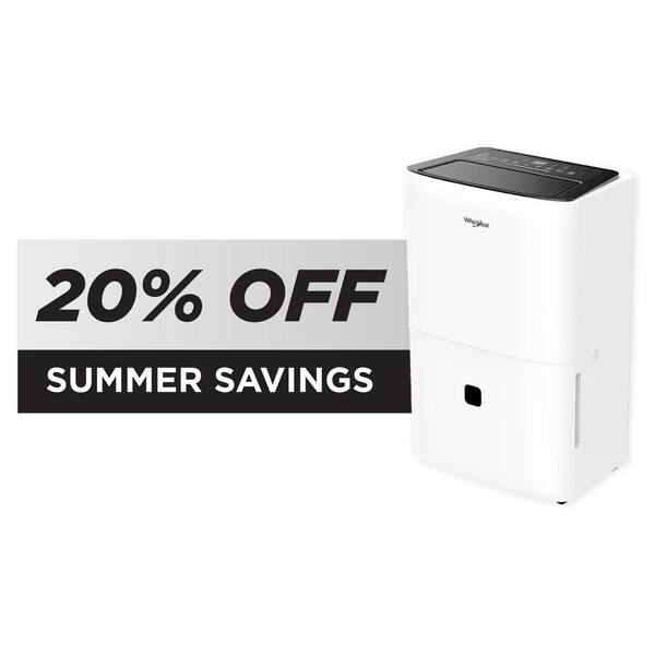 50 pt. 3,000 sq. ft. with Bucket Dehumidifier with Caster Wheels & Carry Handles in White