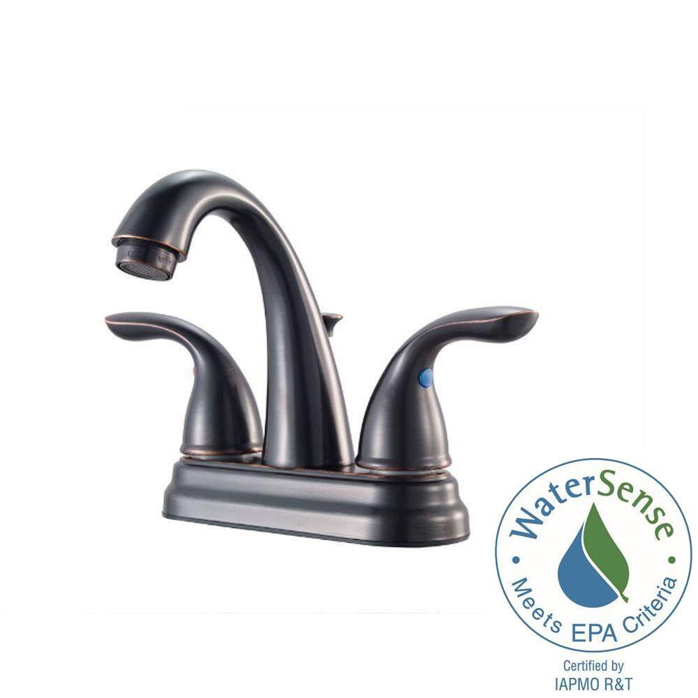 Tuscan Bronze Double Handle High Arc Bathroom Faucet