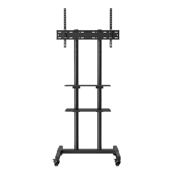 SVOPES Mobile TV Cart Height Adjustable Stand for 32 -70 in TVs Rolling TV Stand with Double Tray and Wheels Mount for Living