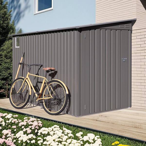 4 ft. W x 9 ft. D Metal Shed with 1 Side Open Door 2 Vents Sloping
