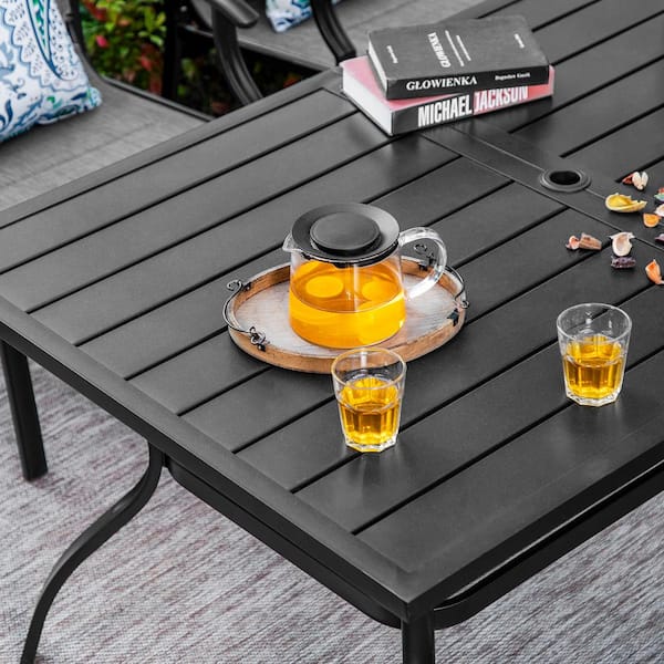 PHI VILLA 7-Piece Metal Outdoor Dining Set with Padded