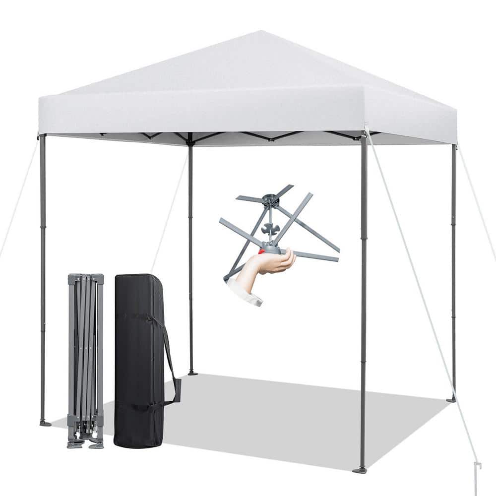 Gymax Patio 6,6 ft. x 6,6 ft. White Pop-up Canopy Tent UPF 50 Plus Portable  Sun Shelter GYM11092 - The Home Depot