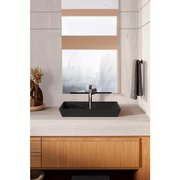 KOHLER Brazn Vitreous China Rectangular Vessel Sink in Honed Black