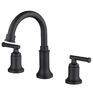 Oswell 8 in. Widespread Double Handle High-Arc Bathroom Faucet in Matte Black