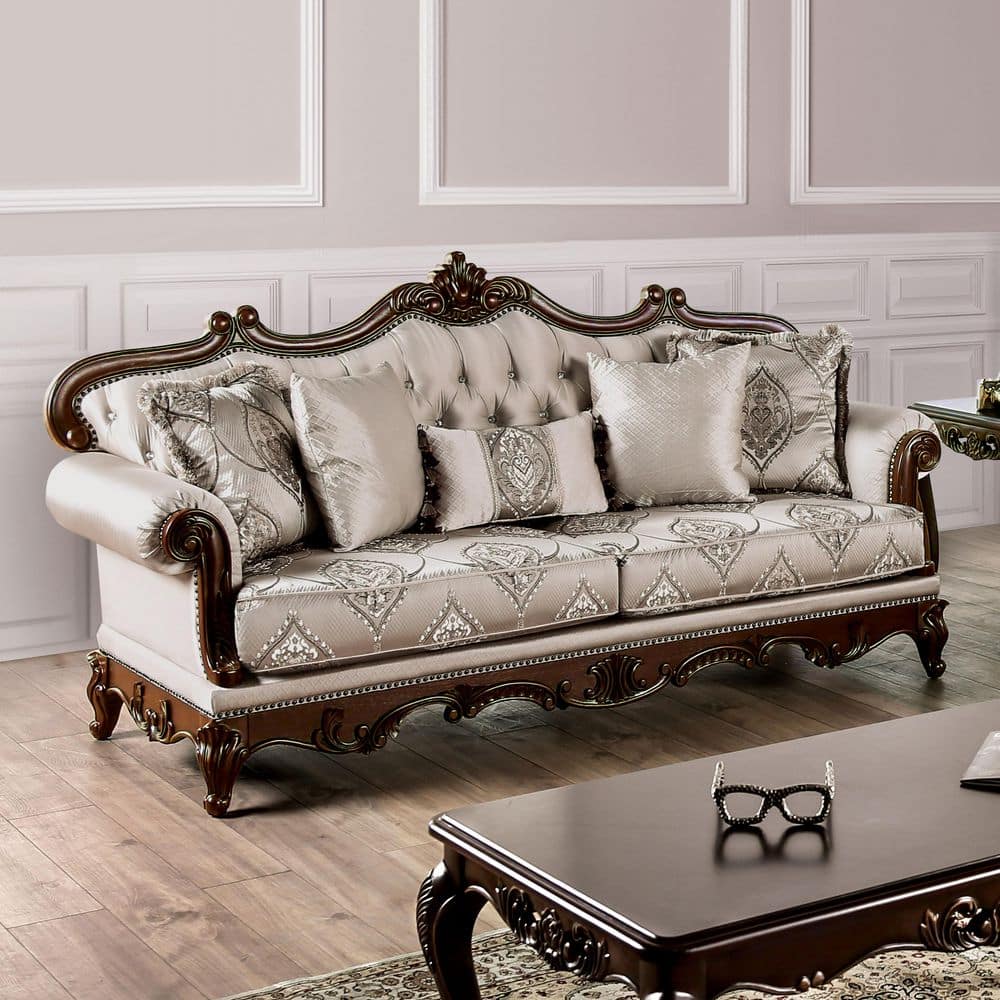noelです Furniture of America Noel 90.25 in. Rolled Arm Fabric Rectangle