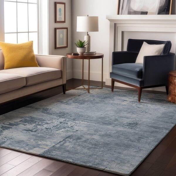 Mayfield Premium Machine Washable Abstract AMF1062 Denim 10 ft. x 14 ft. Area Rug