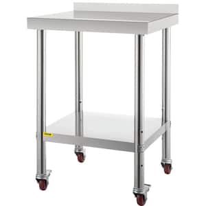 Stainless Steel Prep Table 24 x 24 x 35 in. Heavy Duty Metal Worktable with Adjustable Undershelf Kitchen Utility Tables