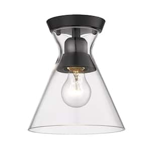 Malta 7.125 In. 1-Light Matte Black and Clear Glass Flush Mount