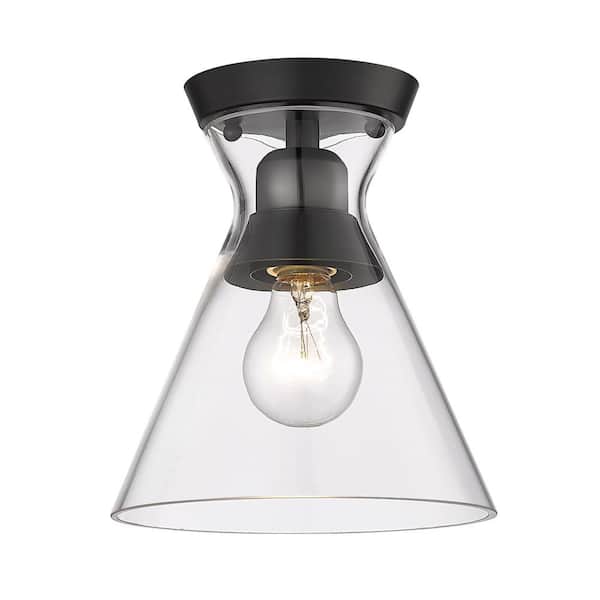 Malta 7.125 In. 1-Light Matte Black and Clear Glass Flush Mount