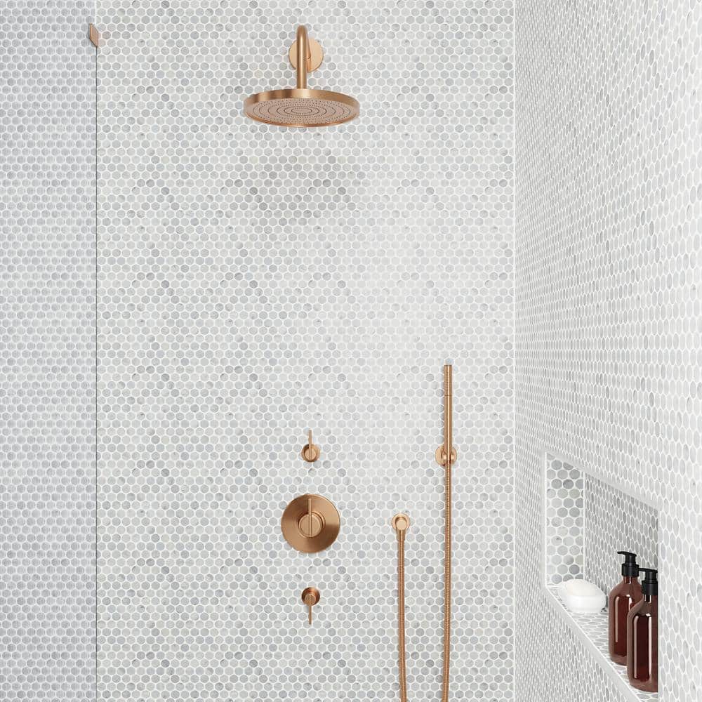 White Carrara Marble Penny Round Mosaic Wall Tile