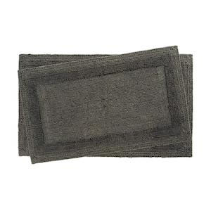 Stonewash Black Cotton Rectangle 2-Piece Bath Mat Set