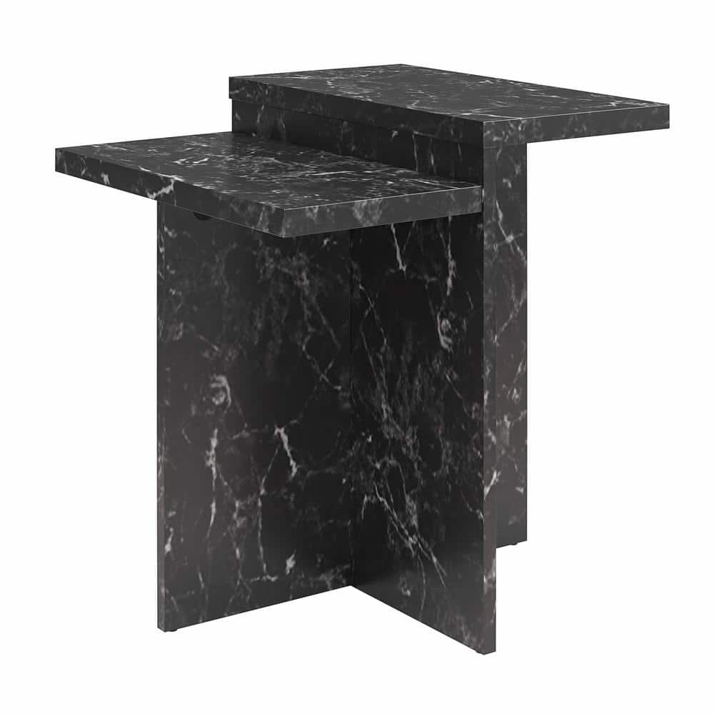 Brielle Black Faux Marble Rectangular Accent Table