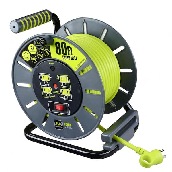 MasterPlug 80 ft. 14/3 Large Open Cord Reel with 4-Outlets