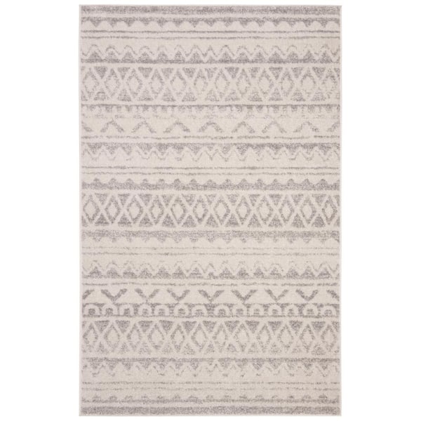 SAFAVIEH Adirondack Ivory/Gray Doormat 3 ft. x 5 ft. Geometric Striped Area Rug