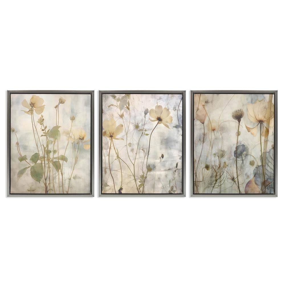 Soft Blooming Botanicals by Lettered and Lined 3 Pieces Gray Floater Frame Nature Graphic Art Print 21 in. x 17 in. price history on PriceWatchPro