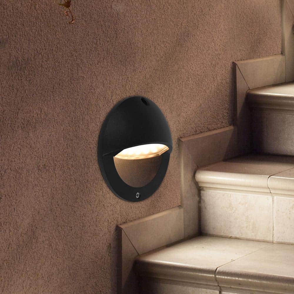 Matte Black 3-Watt LED Outdoor Pathway Step Light