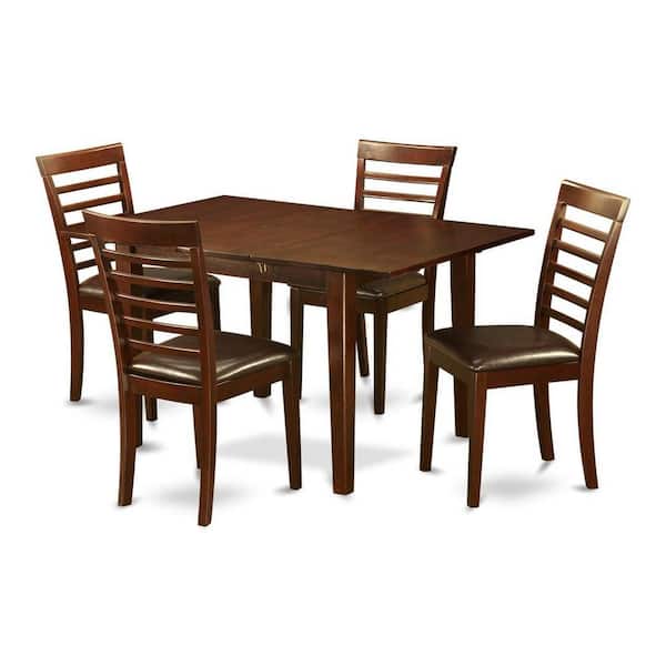 East West Furniture 5-Piece Mahogany Finish Solid Wood Top - Dining Room Set - Seats 4