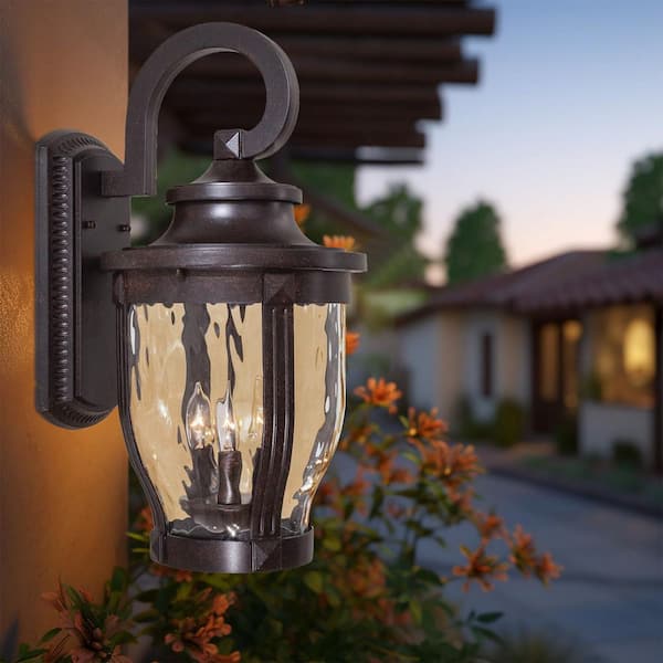 Merrimack 3-Light Corona Bronze Outdoor Wall Lantern Sconce