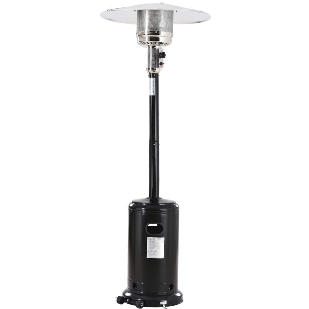 87 in. 48000 BTU Black Outdoor Garden Patio Heater Standing Propane Gas Hea