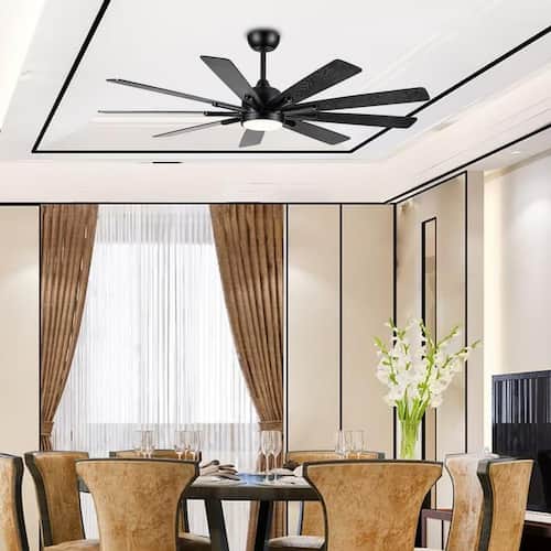 Simplicity 62 in. 1-Light Integrated LED Indoor Black Ceiling Fan Lighting with Dimmable Light Ceiling Fans With Lights