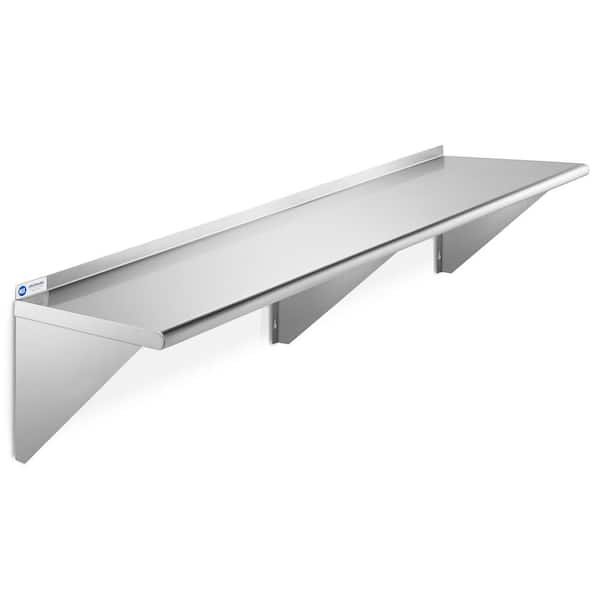 GRIDMANN 12 in. x 72 in. x 18.5 in. Stainless Steel Wall-Mount Garage Wall Shelf with Brackets