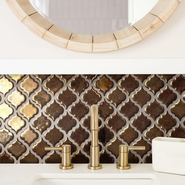 Hudson Tangier Gold 12 in. x 12 in. Porcelain Floor and Wall Mosaic Tile (11.0 sq. ft./Case)