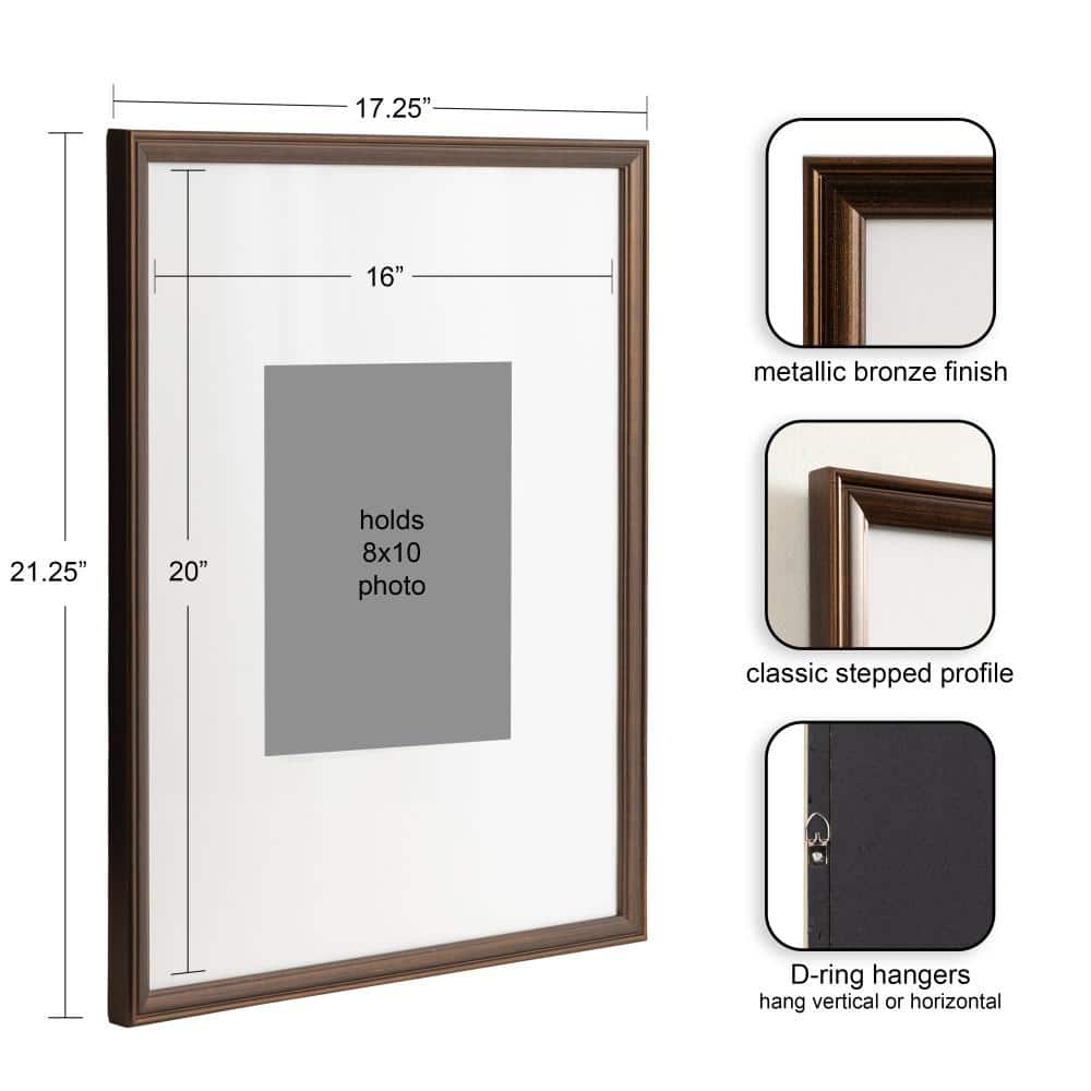 Adlynn Bronze Polystyrene 16"x20" Matted Picture Frames Set of 3