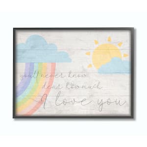 11 in. x 14 in. "How Much I Love You Rainbow Clouds and Sun on Planks" by Daphne Polselli Framed Wall Art