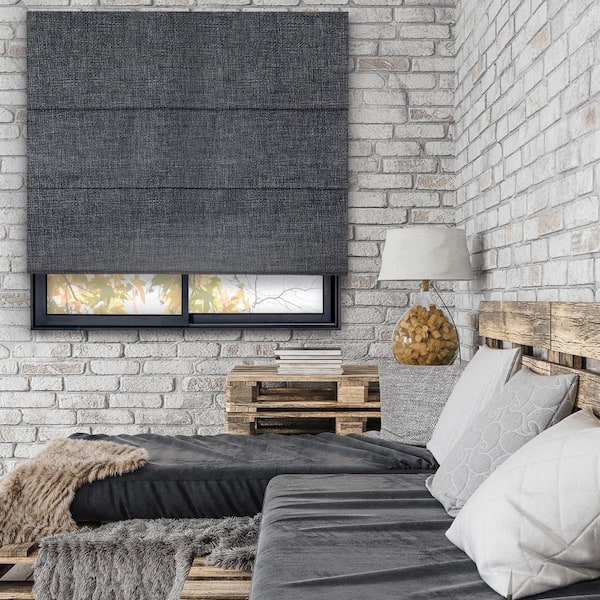 Lakehouse Pebble Blackout Cordless Polyester Roman Shades - 34 in. W x 72 in. L
