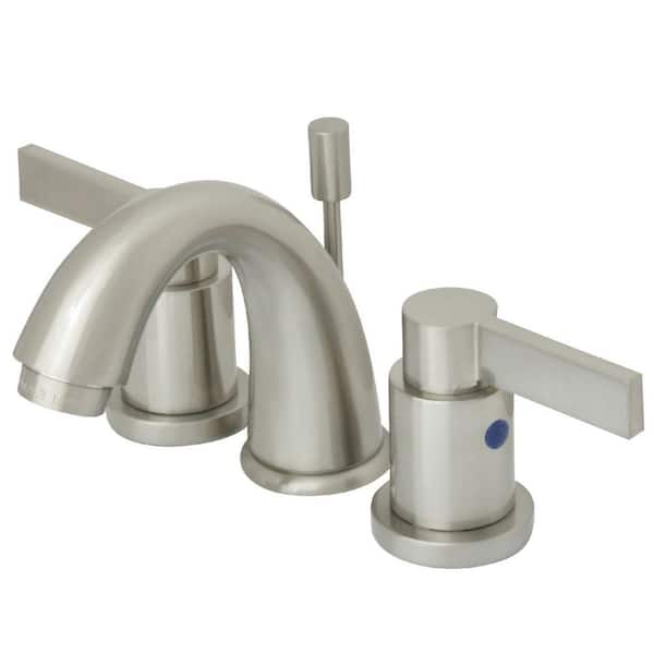 Kingston Brass NuvoFusion 2-Handle 8 in. Widespread Bathroom Faucets with Plastic Pop-Up in Brushed Nickel