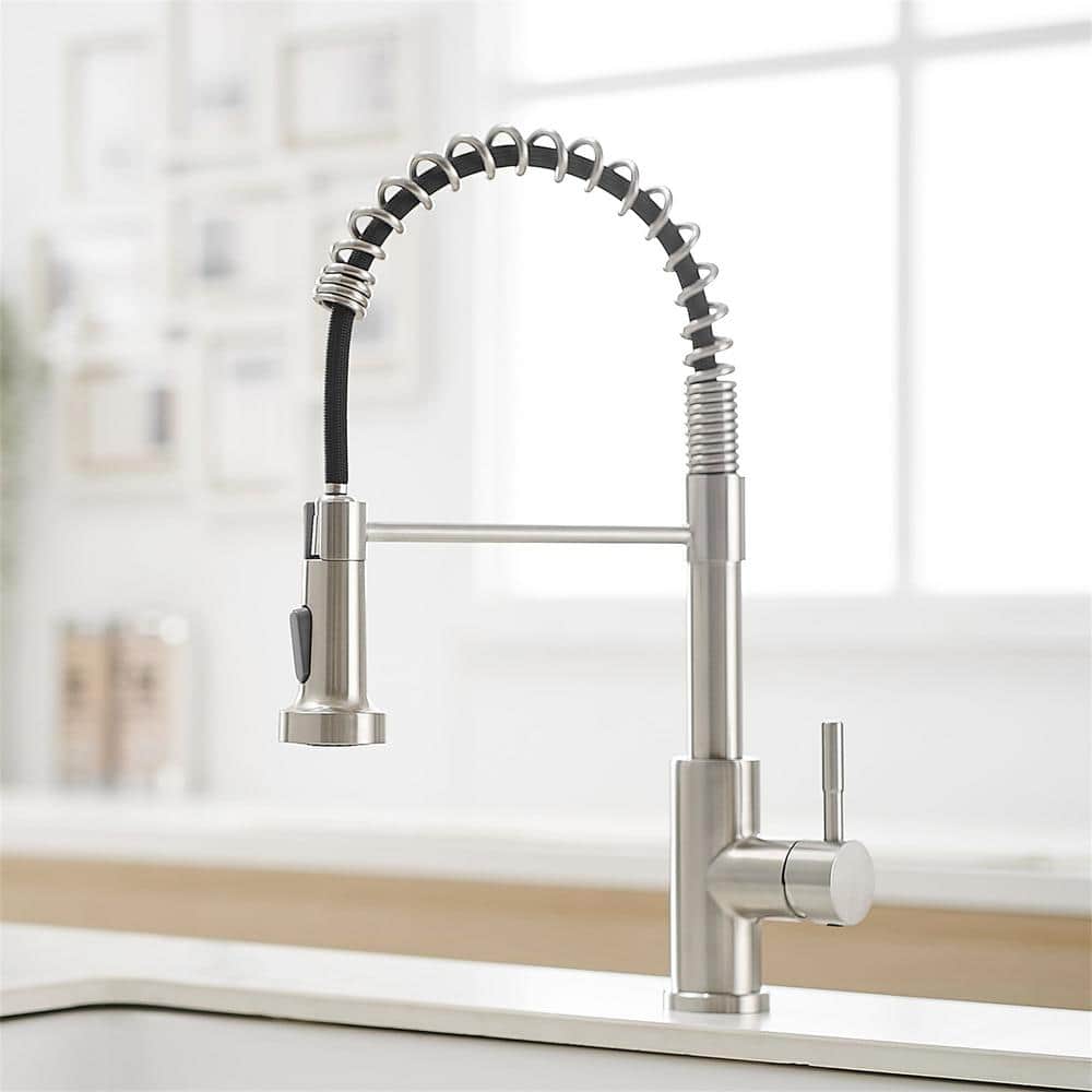 Brushed Nickel Single Handle Pull Down Kitchen Faucet