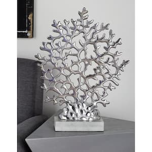 3 in. x 15 in. Silver Marble Coral Sculpture