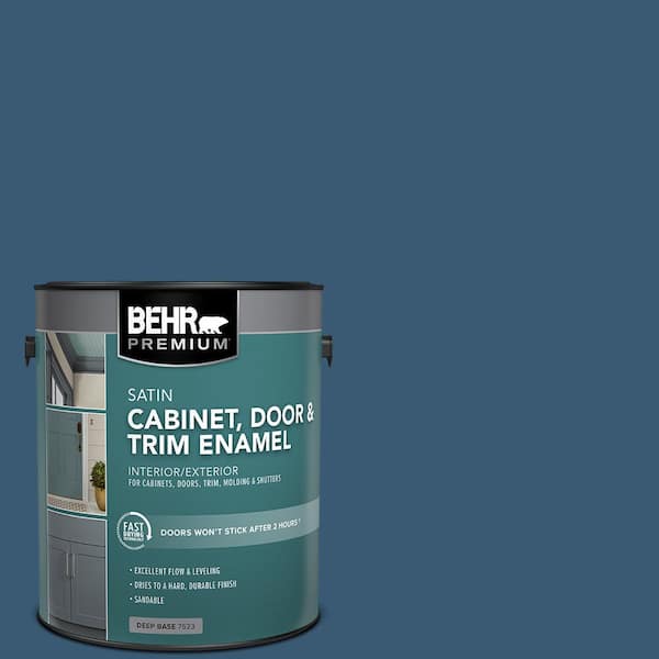 BEHR PREMIUM 1 gal. #M500-6 Express Blue Satin Enamel Interior/Exterior Cabinet, Door & Trim Paint