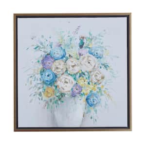 1- Panel Floral Bouquet Framed Wall Art with Gold Frame 24 in. x 24 in.
