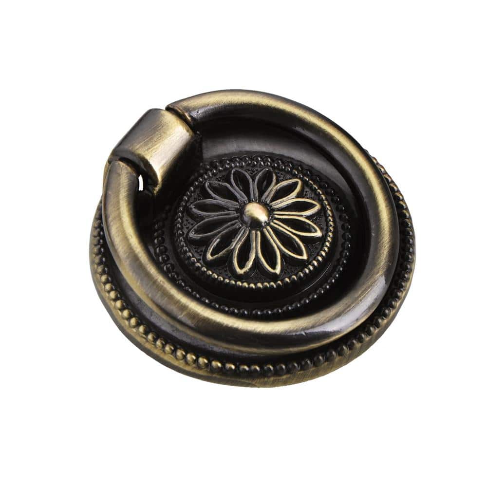 QOGRISUN 5-Pack Solid Brass Ring Pulls for Dresser Drawer, 1-7/8
