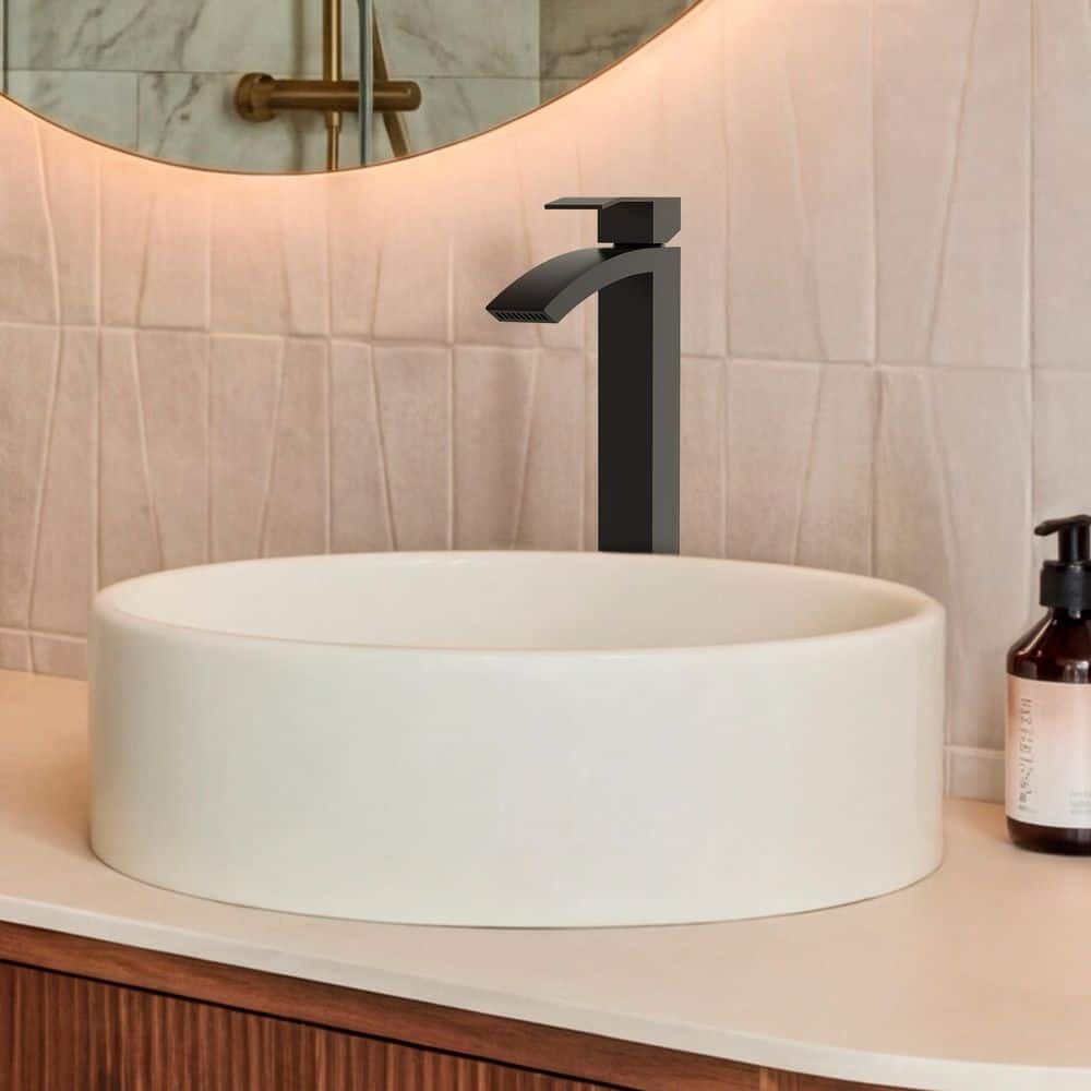 12in. Height Single Handle Bathroom Faucet Spot-Resistant Simple Waterfall Faucet with Pop-Up Drain in Matte Black price history on PriceWatchPro