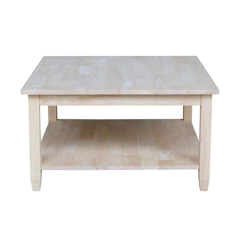 Solano Unfinished Parawood 35" Square Coffee Table