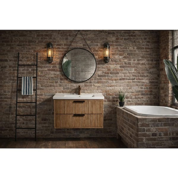 San Diego 30 in W x 18.7 in D x 19.50 H Bath Vanity in Weathered Fir with Ceramic Vanity Top in White with White Basin